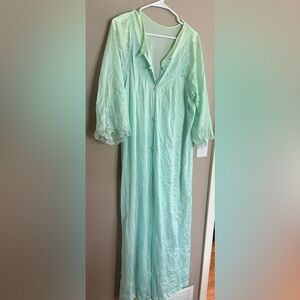 Vintage TEXSHEEN 2 Pc Green Nightgown Nightie & Robe  Lingerie  Size L  38-40